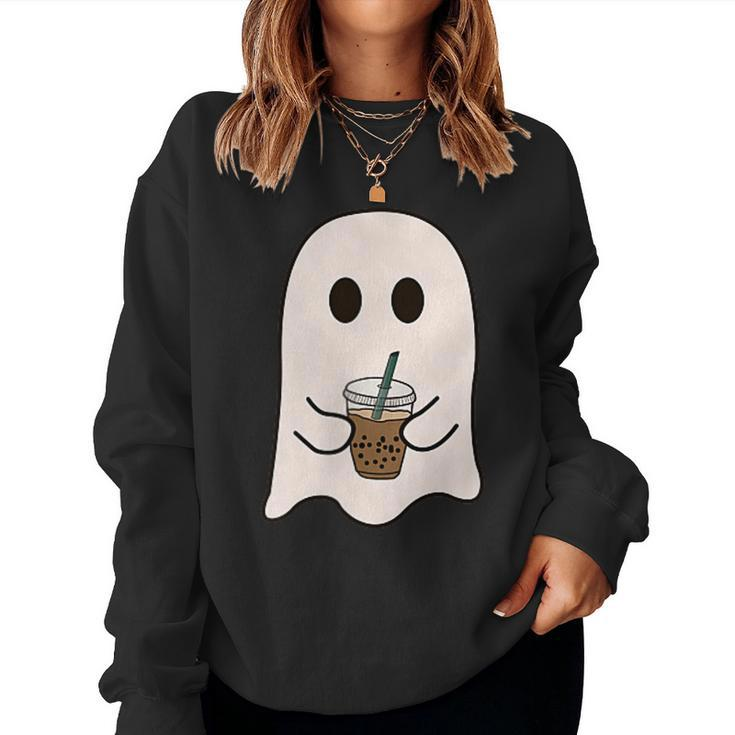 Spooky Season Cute Little Ghost Ice Coffee Halloween Costume Women Sweatshirt