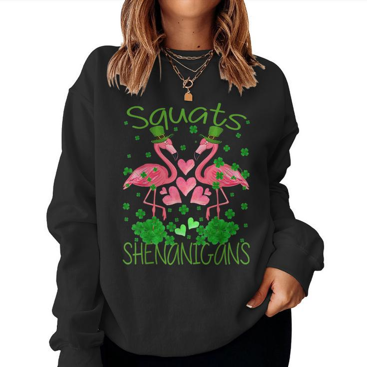 Squats And Shenanigans Flamingo St Patricks Day Women Sweatshirt