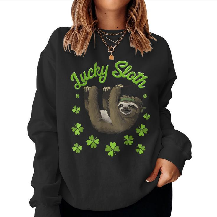 St Patricks Day Lucky Sloth  Boys Girls Men Women Women Crewneck Graphic Sweatshirt