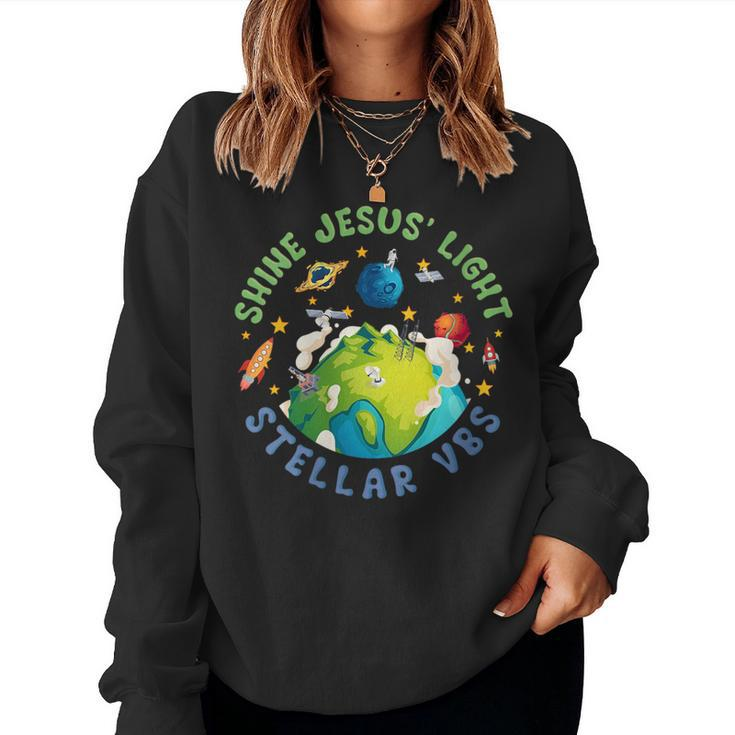 Stellar Vacation Bible School Shine Jesus Light Christian Women Sweatshirt