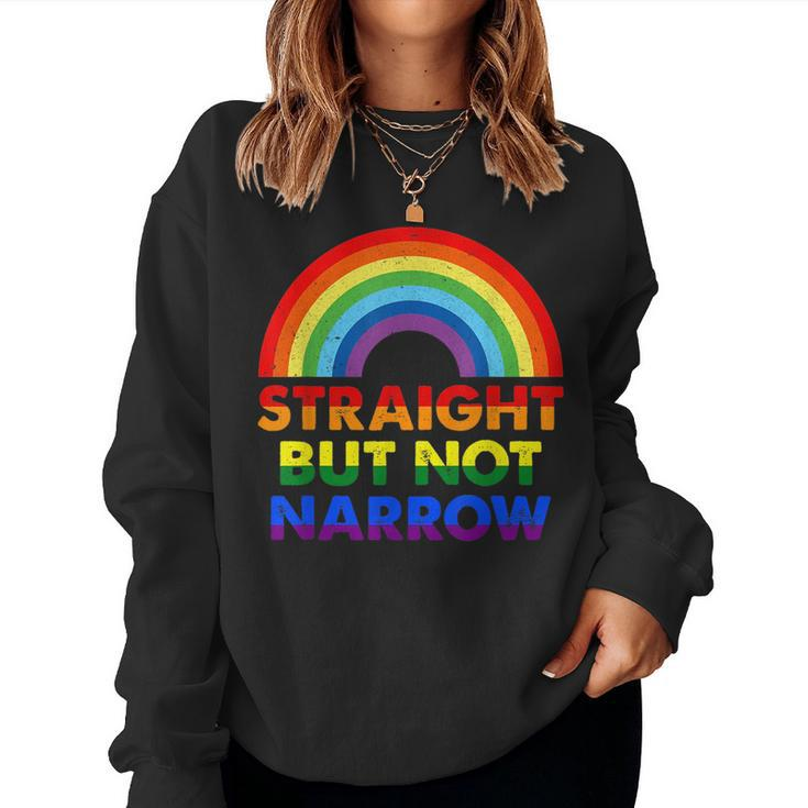Straight But Not Narrow Rainbow Lgbt Gay Pride Lesbian Women Sweatshirt