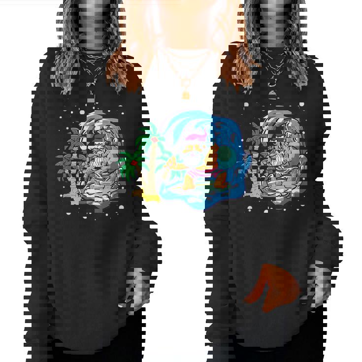 Summer Santa Surfing Beach Waves Christmas In July Surfing Women T