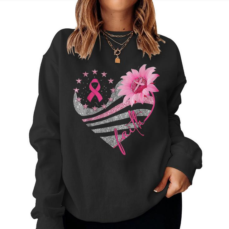 Sunflower Pink Ribbon Faith Breast Cancer Awareness Women Sweatshirt