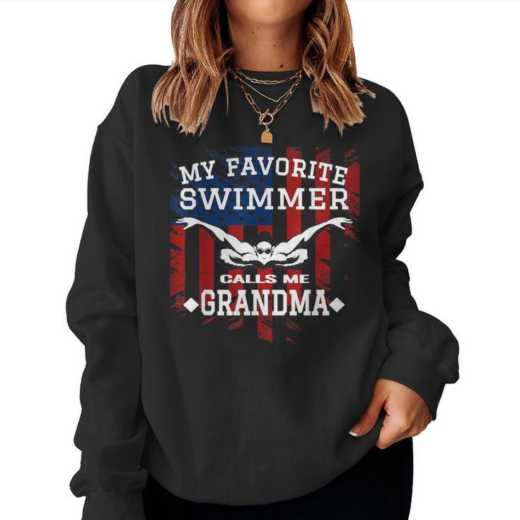 Swim Grandma Us American Flag Swimming Women Sweatshirt