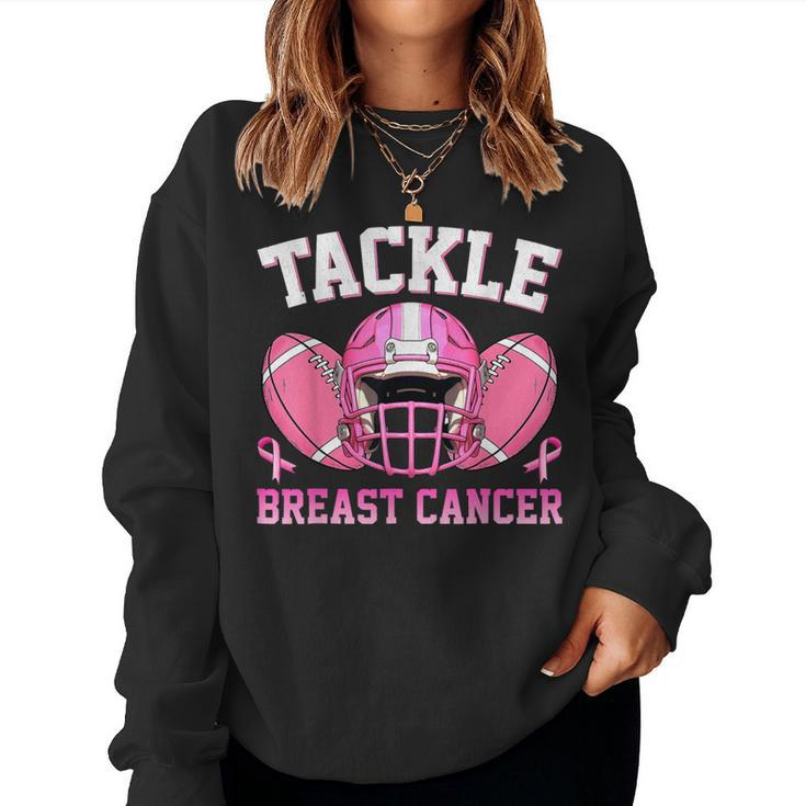 Tackle Breast Cancer Awareness Football Pink Ribbon Women Sweatshirt