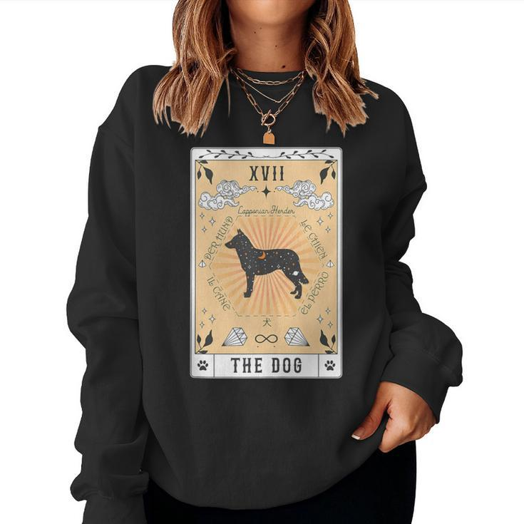 Tarot Card The Dog Lapponian Herder Celestial Space Galaxy Women Sweatshirt