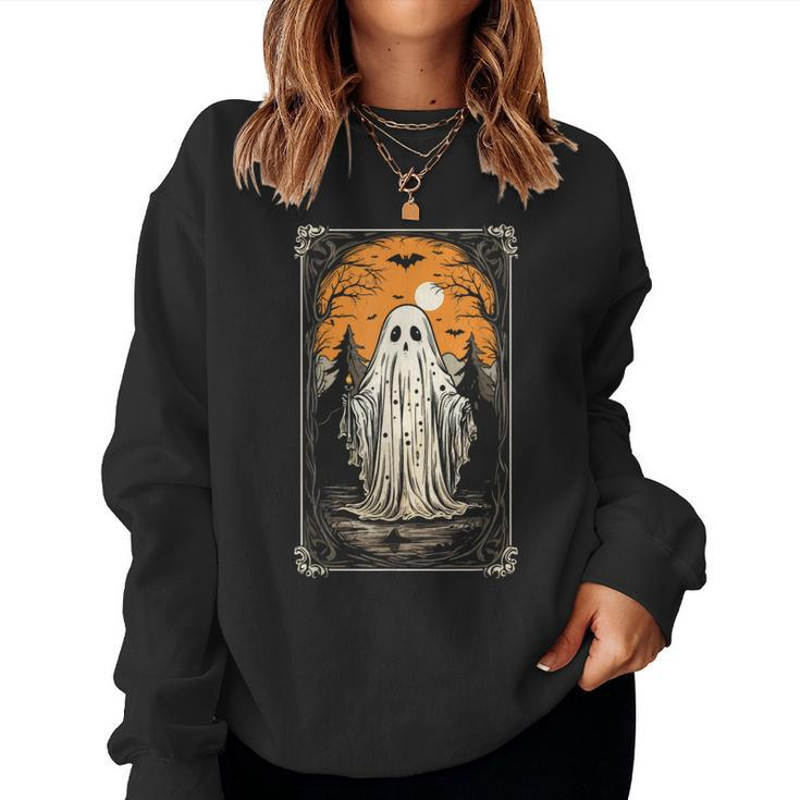 Tarot Of Floral Ghost Halloween Ghost In The Forest Gothic Women Sweatshirt