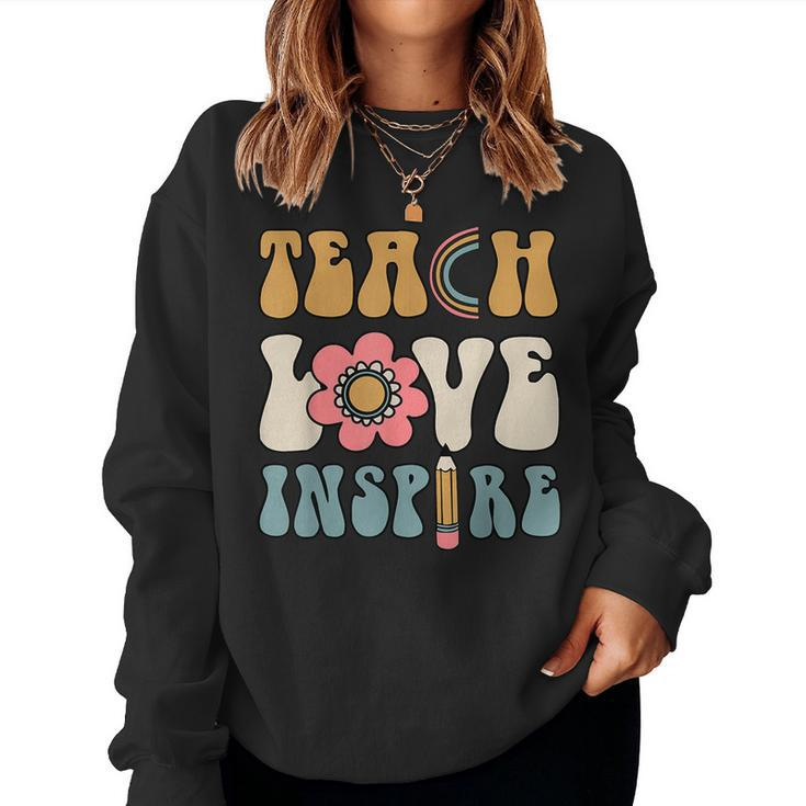 Teach Love Inspire Back To School Cute Teacher Women Sweatshirt