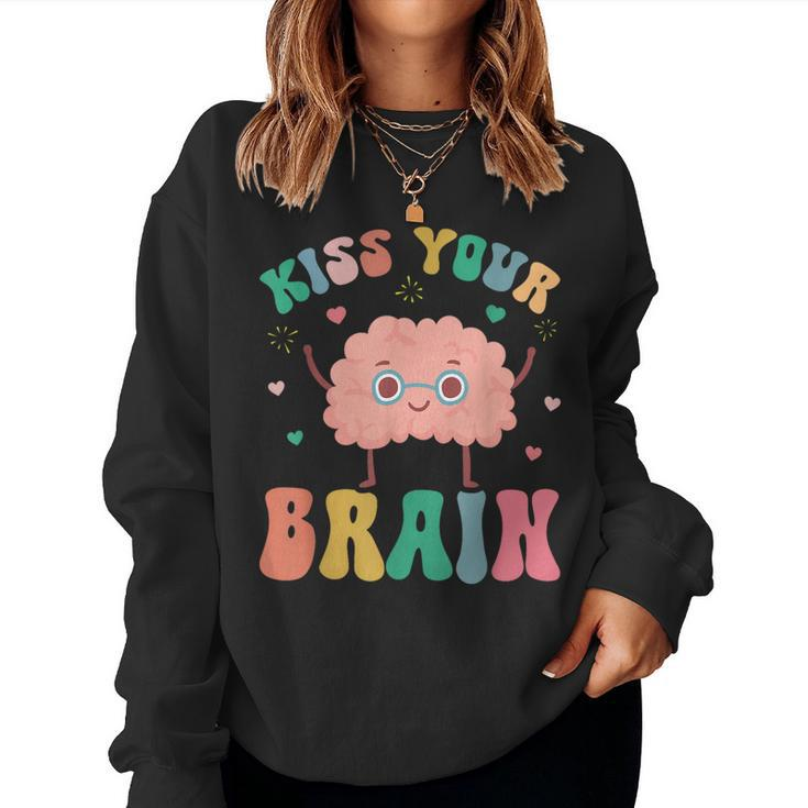 Teacher Kiss Your Brain Student Cute Back To School Women Sweatshirt