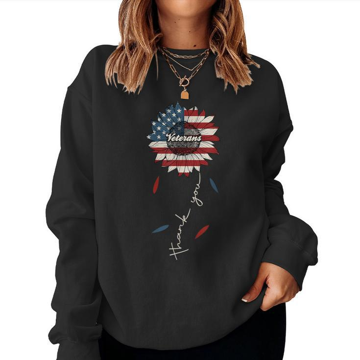 Thank You Veterans Sunflower Us America Flag Patriotic Women Women Sweatshirt