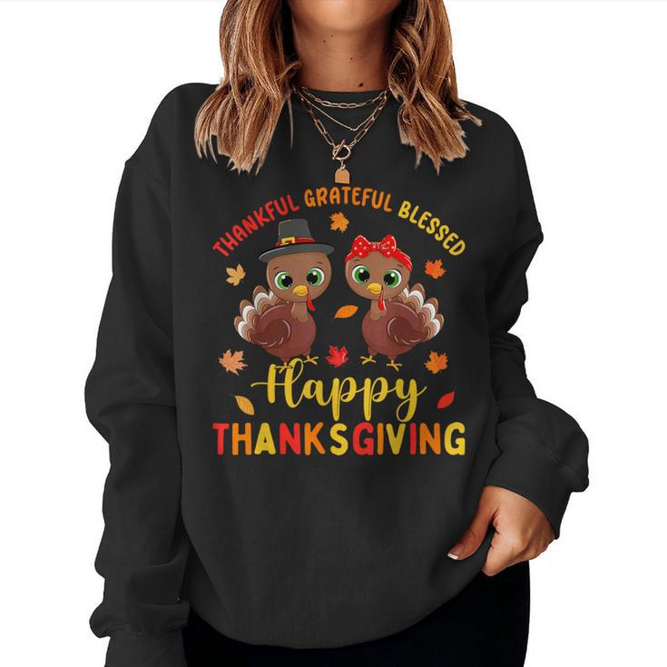 Thankful Grateful Blessed Thanksgiving Turkey Girls Women Sweatshirt