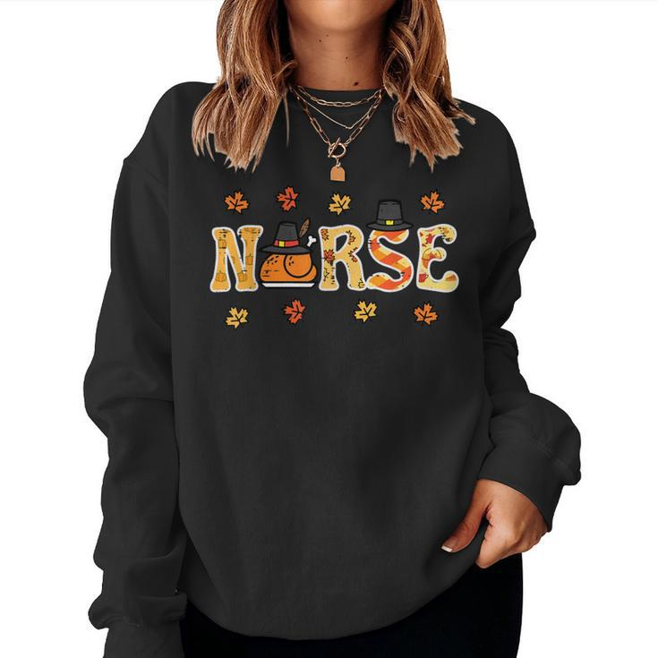 Thanksgiving Nurse Turkey Day Retro Fall Scrub Top Rn Women Women Sweatshirt