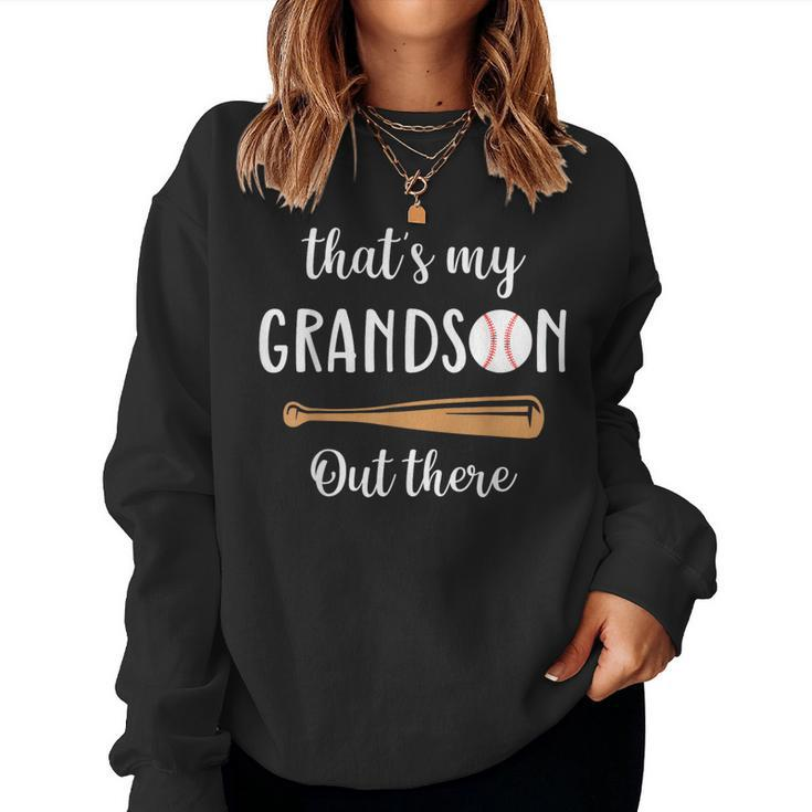 Thats My Grandson Funny Grandmother Baseball Grandma  Women Crewneck Graphic Sweatshirt