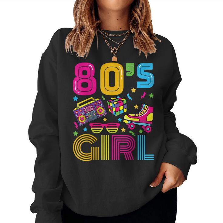 This Is My 80S Girl Costume 1980S Retro Vintage 80S Party  Women Crewneck Graphic Sweatshirt