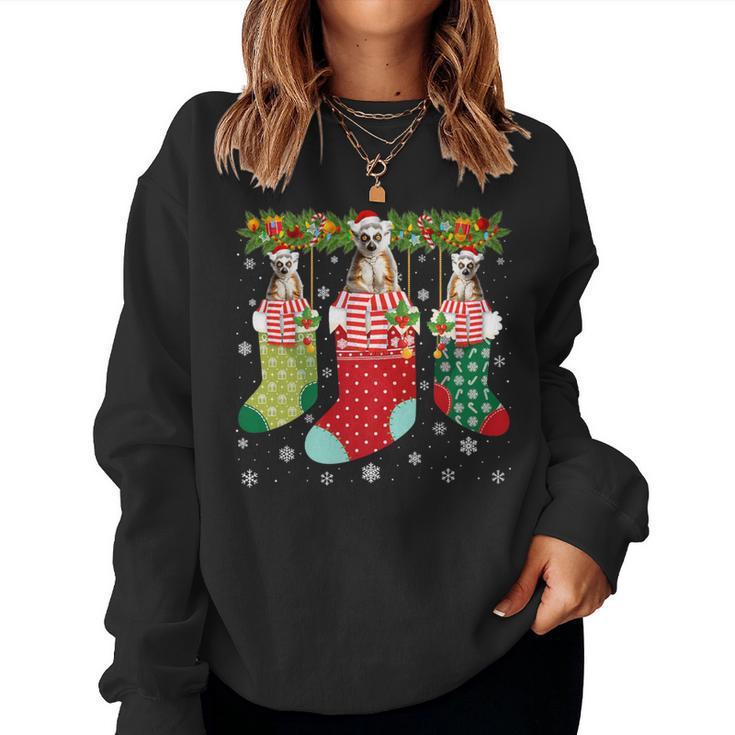 Three Lemur In Socks Ugly Christmas Sweater Party Women Sweatshirt