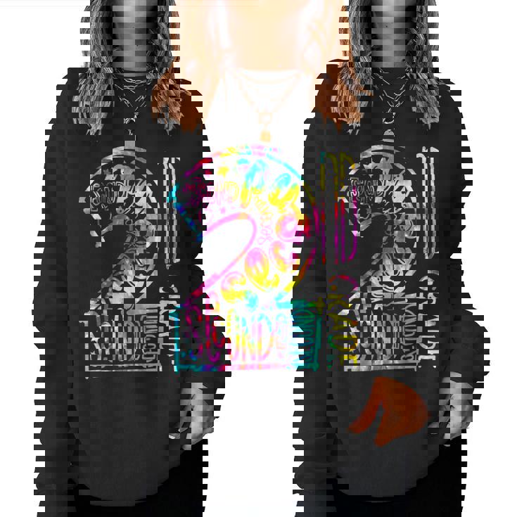 Tie Dye 2Nd Grade Typography Team 2Nd Grade Teacher Women Sweatshirt
