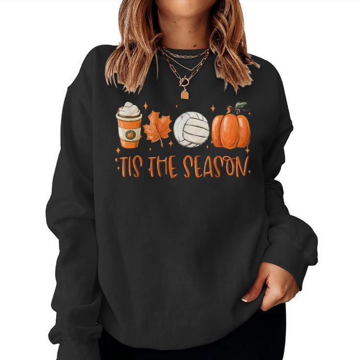 Tis The Season Latte Pumpkin Fall Thanksgiving Volleyball Women Sweatshirt