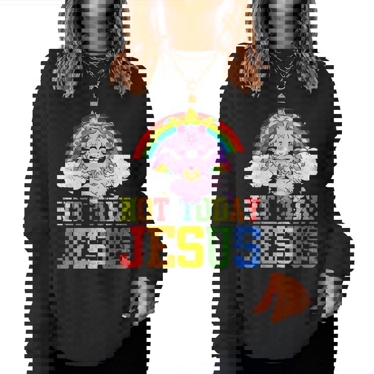 Today Not Jesus Cute Baphomet Lbgt Satan Goat Gay Pride Women Sweatshirt
