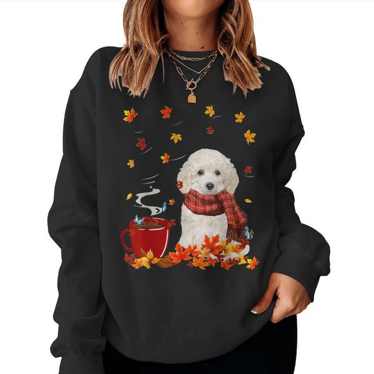 Toy Poodle Fall Red Scarf Autumn Leaf For Dog Lover Women Sweatshirt