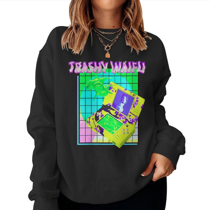 Trashy Waifu Bootleg Rap Vibes 90S Aesthetic Cloud Rap Women Sweatshirt