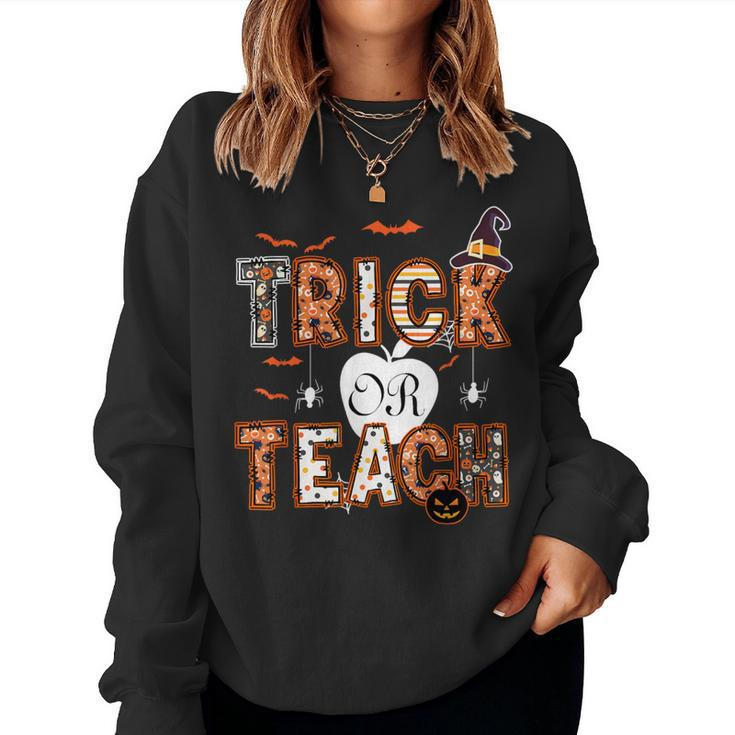 Trick Or Teach Retro Halloween Teacher Costume Women Sweatshirt