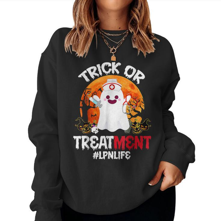 Trick Or Treatment Boo Ghost Lpn Life Nurse Halloween Women Sweatshirt