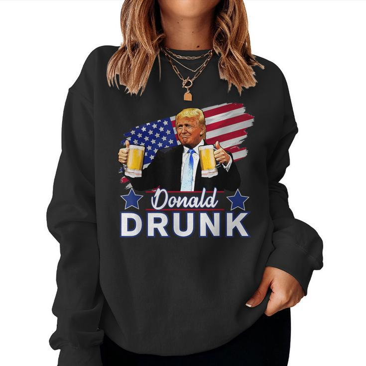 Trump 4Th Of July Drinking Presidents Donald Drunk Women Sweatshirt