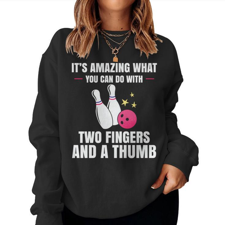 Two Fingers And A Thumb Bowling Player Bowler Outfit Bowling Sweatshirt