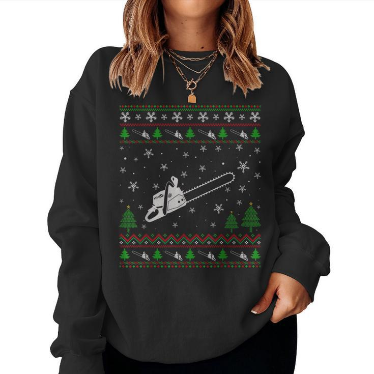 Ugly Christmas Sweater For Chainsaw Lovers Ugly Women Sweatshirt