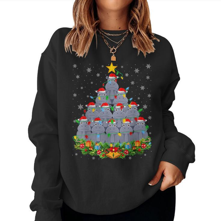 Ugly Christmas Sweater Day Hippo Christmas Tree Women Sweatshirt