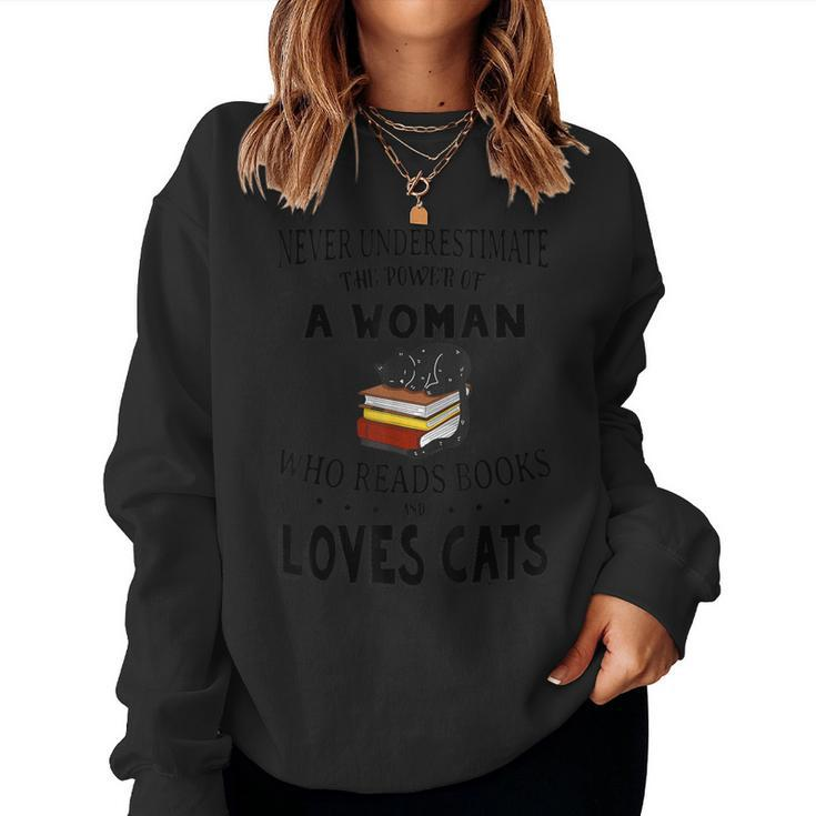 Never Underestimate The Power Of A Who Read Book-Cats Women Sweatshirt