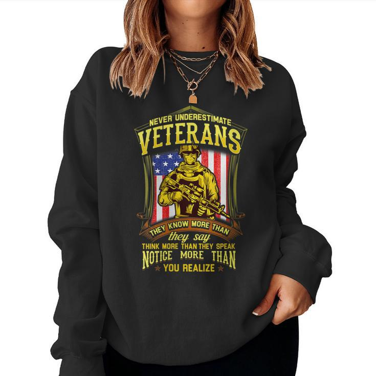 Never Underestimate A Veteran Military Women Sweatshirt