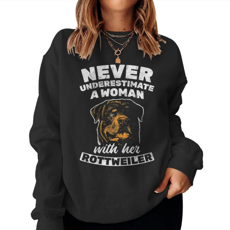 Never Underestimate Woman With Rottweiler Rottie Rott Pet Women Sweatshirt