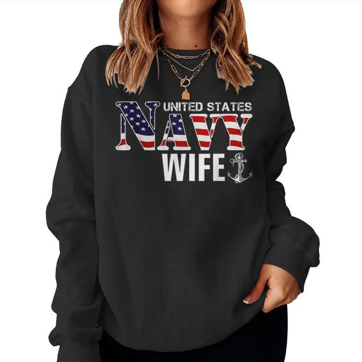 United States Vintage Navy With American Flag For Wife Women Sweatshirt