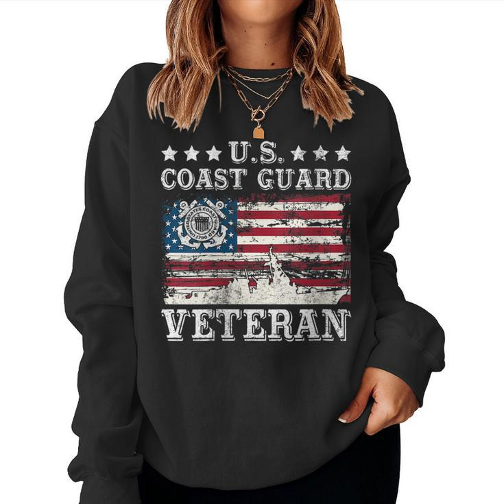 Us Coast Guard Veteran Uscg American Flag Veteran Women Sweatshirt