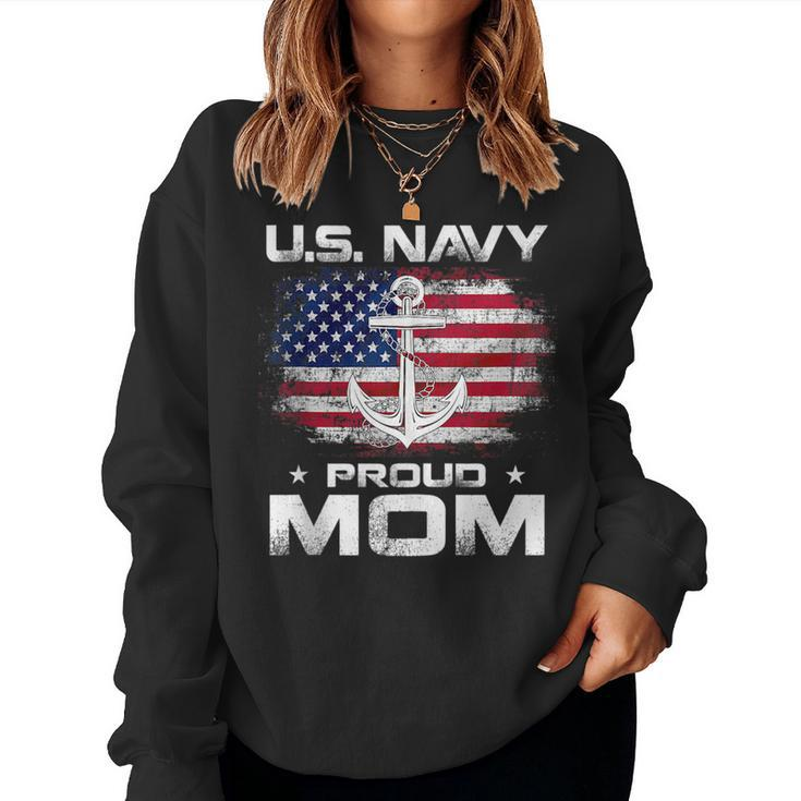 Us Navy Proud Mom With American Flag Veteran Day For Mom Women Sweatshirt