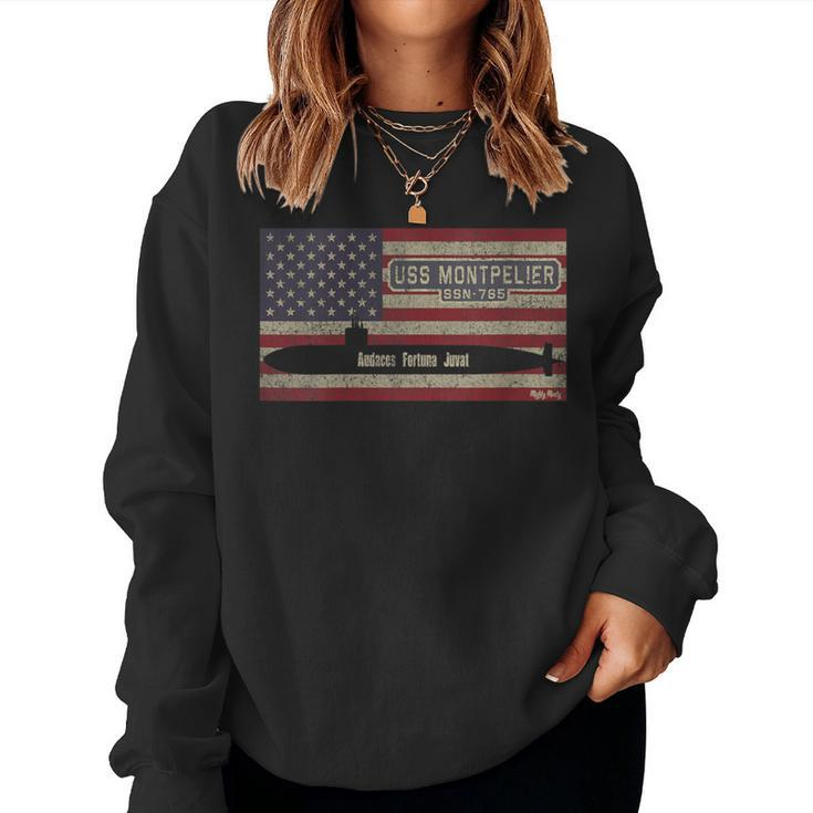 Uss Montpelier Ssn-765 Submarine Usa American Flag Women Sweatshirt