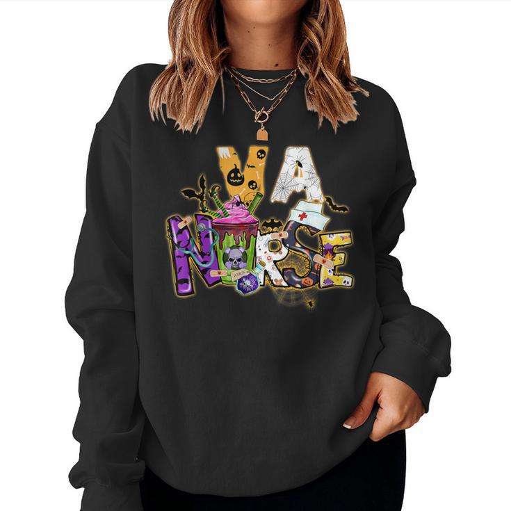 Va Nurse Witch Vintage Halloween Va Nursing Rn Women Sweatshirt