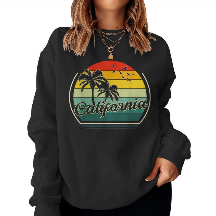 Vintage California Beach Summer Vacation Sunset Palm Women California And Merchandise Women Sweatshirt