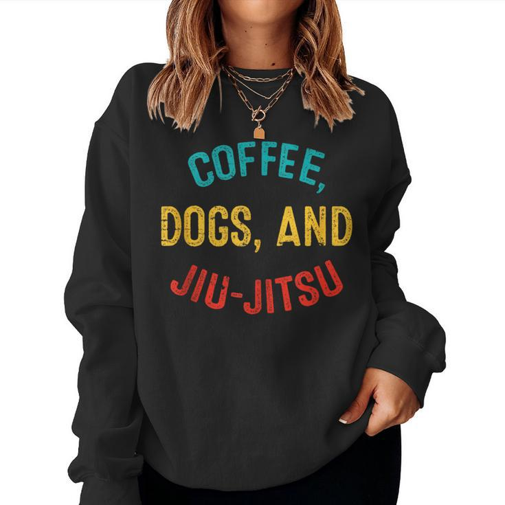Vintage Coffee Dogs Jiu Jitsu Brazilian Jiu Jitsu Bjj Women Sweatshirt