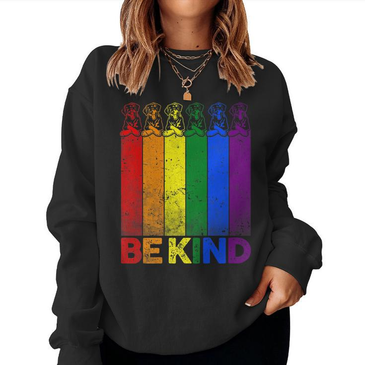 Vintage Doberman Rainbow Flag Be Kind Lgbt Pride Women Sweatshirt
