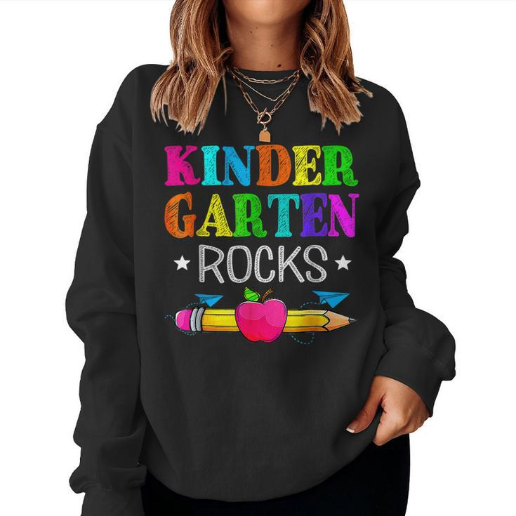 Vintage Kindergarten Rocks Teacher Student Back To School  Women Sweatshirt
