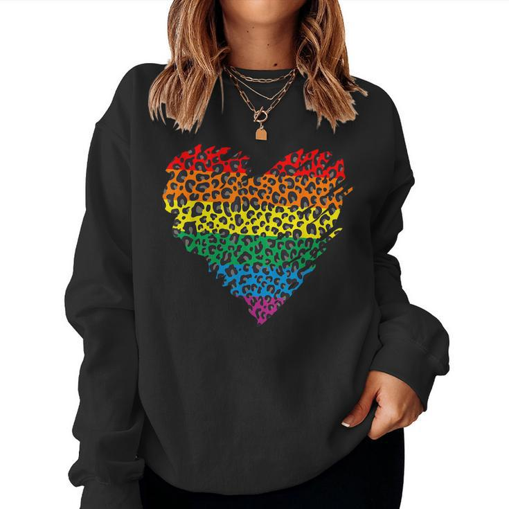 Vintage Leopard Rainbow Women Crewneck Graphic Sweatshirt
