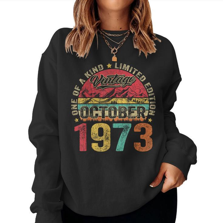 Vintage October 1973 50 Years Old 50Th Birthday Women Sweatshirt