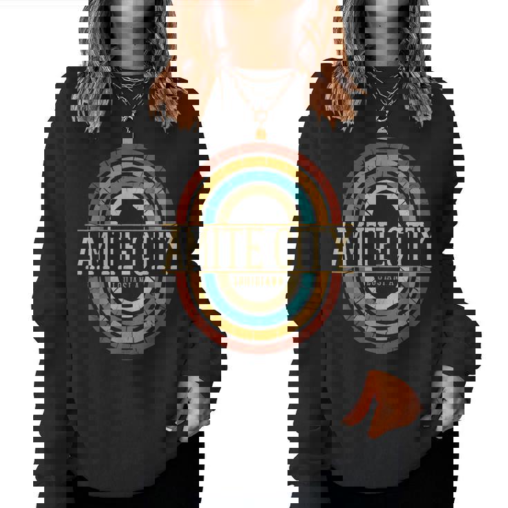 Vintage Retro Amite City Louisiana La Souvenirs Women Sweatshirt