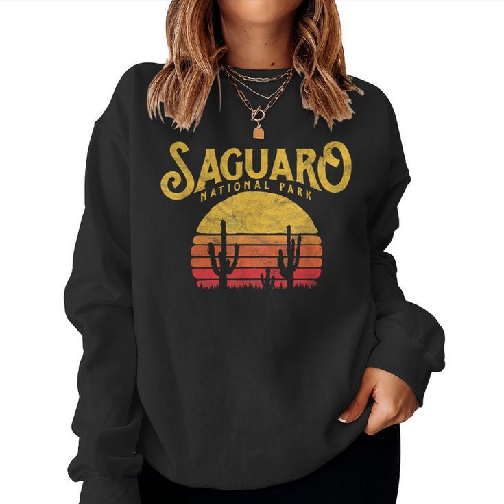 Vintage Saguaro National Park Retro Cactus & Sun Women Sweatshirt