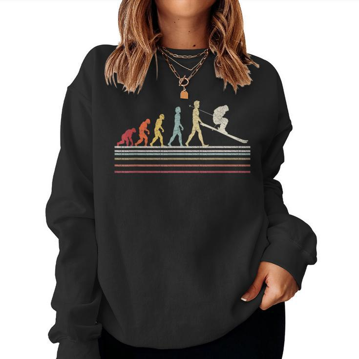 Vintage Ski Evolution Retro For Skiers And Women Women Sweatshirt