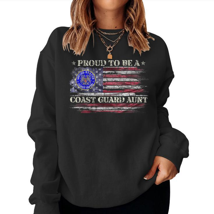 Vintage Usa American Flag Proud To Be A Us Coast Guard Aunt Usa Women Sweatshirt