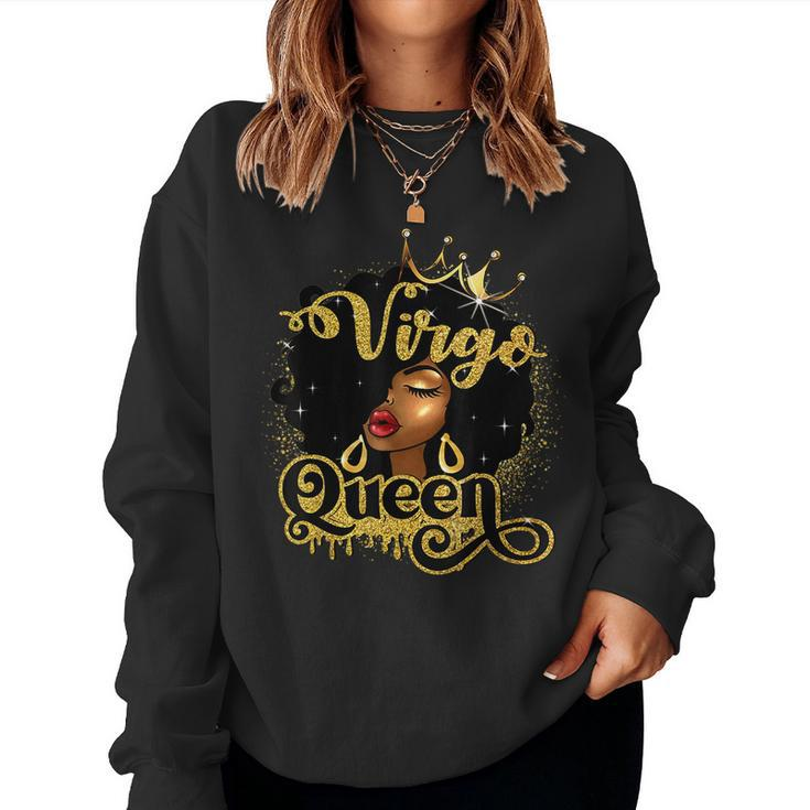 Virgo Queen Birthday Afro Girls Black Zodiac Birthday Women Sweatshirt