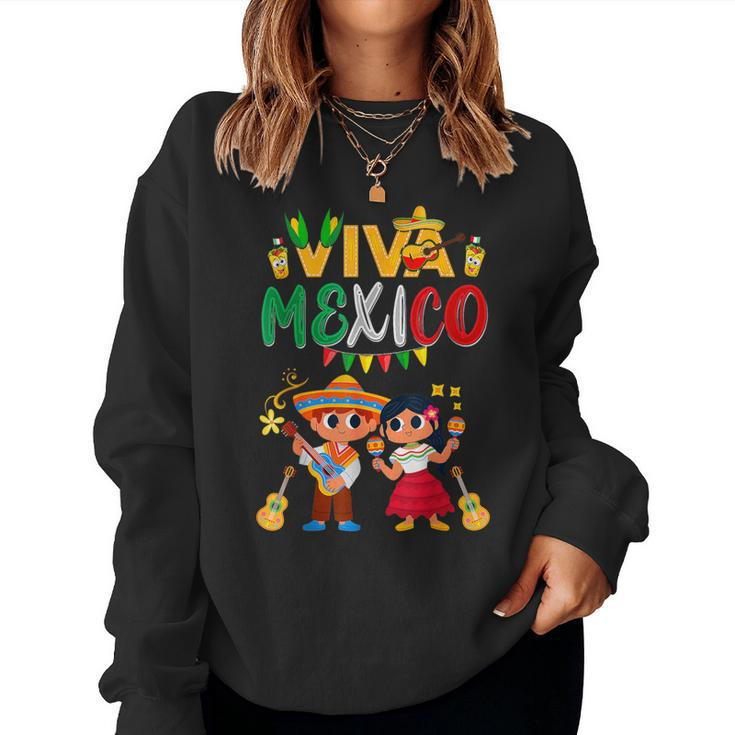 Viva Mexico Boys Girl Maracas Guitar Mexican Independence Women Sweatshirt